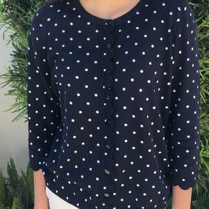 Talbots Navy & White ‘Charming Cardigan’